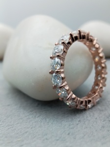 เครื่องประดับเพชรเม็ดกลมขนาด2.5มม. 3มม. 3.5มม. สายคาดสำหรับงานแต่งงานเพชร DEF-VS ทอง14K แบบเต็มรูปแบบ - Product Image 2