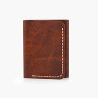 Portefeuille fin à trois volets en cuir véritable vintage, porte-cartes de crédit en métal, protection RFID, porte-monnaie pour homme