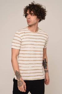 เสื้อยืดผู้ชายผ้าคอตตอนทันสมัยเสื้อถักแขนสั้นพิมพ์ลายขวางสำหรับชุดฟิตเนสฤดูร้อน - Product Image 4