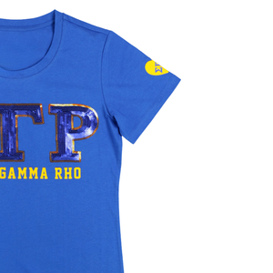 เสื้อยืดผ้าคอตตอน100ลาย Sigma Gamma Rho sorority สีน้ำเงินรอยัลปักด้วยทองตัวอักษรกรีกกรีกเสื้อผ้าเพื่อชีวิตเสื้อยืด Sgrho - Product Image 5