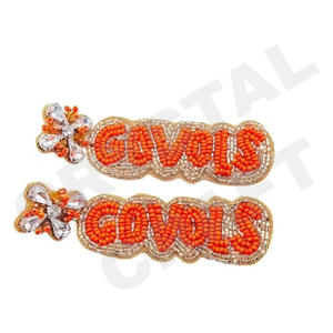 Boucles d'oreilles perlées de fleurs pour femmes couleur orange blanc bleu patriotique pour mariage ou jour commémoratif - Product Image 5