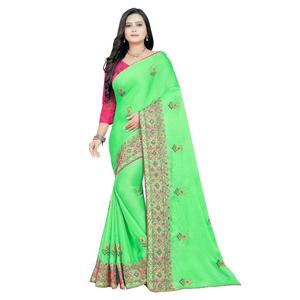 Qualité supérieure indien Sari dernière conception soie tissu fantaisie broderie séquence travail fête porter tenue de mariée exclusif dernière - Product Image 2