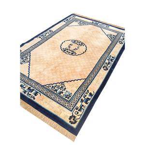 พรมขนสัตว์ถักมือสีน้ำตาลเบจ Pechino รุ่น Paem-1131 สำหรับบ้าน รถยนต์ ลายเหรียญรูปสี่เหลี่ยมผืนผ้า สำหรับห้องนั่งเล่น ทางเดิน ทางเข้าบ้าน - Product Image 2