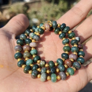 Collier en argent sterling avec agate verte, perles rondes de 8 mm, pierre naturelle, style bohème, superposition, cadeau de mariage, pierre de naissance de mai - Product Image 2