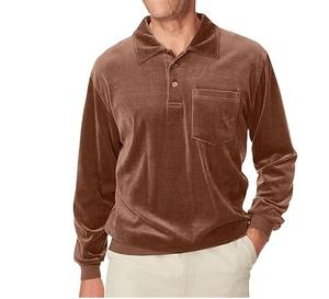 Camisetas de Golf de Manga Larga de Terciopelo de Alta Calidad y a la Moda para Hombre, Transpirables, de Secado Rápido, Ecológicas, 220g, con Logotipo Personalizado - Product Image 1