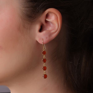 Dua, pendientes de declaración de boda hechos a mano para mujer, estilo moderno, chapado en oro de 18 quilates con material de latón de gota de Calcedonia cornalina - Product Image 5