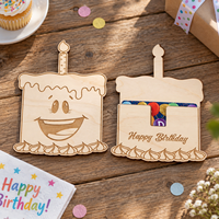 Porte-cartes d'anniversaire en bois en forme de gâteau découpé au laser, organisateur d'enveloppes à monnaie, emballage cadeau pour fête