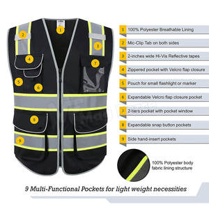 Gilet de travail haute visibilité personnalisé avec logo, fabriqué en usine, gilet de sécurité personnalisé pas cher pour adultes - Product Image 3
