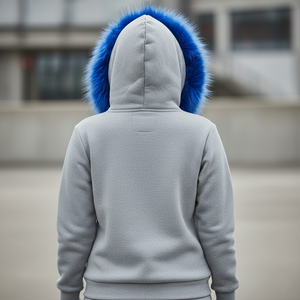 Sudadera con Capucha de Moda Urbana para Mujer al por Mayor, Color y Tela Personalizables en la Parte Delantera, Ribete de Piel Sintética Exagerado, Sudadera de Invierno, Servicio OEM - Product Image 2