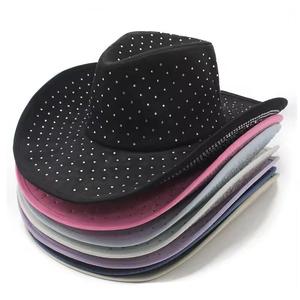 Sombrero de vaquero de cristal con purpurina de invierno para hombre y mujer, sombrero vaquero de fieltro de lana con diamantes de imitación, sombrero de ala ancha Fedora - Product Image 6