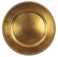 Assiette de service de luxe en métal martelé or rose, compatible lave-vaisselle et four