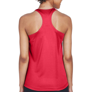 Women's Red Scoop <b>Neck</b> Tank Top Solid Color Knitted Breathable Casual Sleeveless Top - Product Image 3