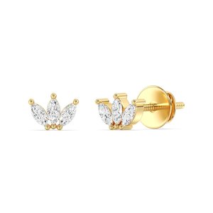 Marquise Cut Lab Grown Diamond Three <b>Stone</b> Stud Earrings - Product Image 1