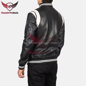 แจ็กเก็ตหนังบอมเบอร์สำหรับผู้ชายดีไซน์สุดเท่พร้อมหนังแท้และขนแกะสำหรับฤดูหนาว - Product Image 4