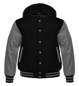 Veste de baseball à capuche pour hommes, Varsity Lettermen, avec manches en cuir blanc, veste chauffante d'hiver, au prix de gros OEM - Product Image 3