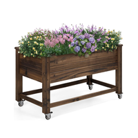 Vente en gros de jardinières rectangulaires en bois écologiques, biodégradables, naturelles, avec pieds en acier, style classique, taille personnalisable