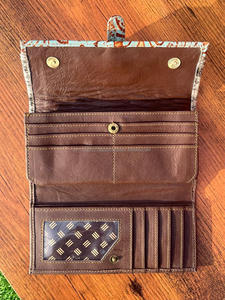 Cowhide Fur Leather Carving Wallet Clutch <b>Phone</b> Case Stylish New Arrival Hot Sale Western Leather Wallets Unique Design Wallet - Product Image 6