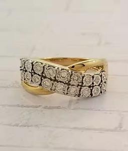 แหวนเพชรบิดสีเหลืองทอง14K สำหรับเป็นของขวัญสำหรับผู้หญิงแหวนเพชรแบบกลมสำหรับงานหมั้นหรือแต่งงาน - Product Image 5