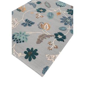 Tapis en laine classique bleu Hacienda à motifs floraux, grand format, tufté à la main, pour salon, couloir, rectangulaire, 10 mm Tnc-104 - Product Image 2