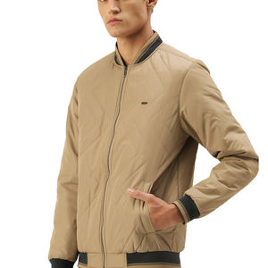 Blouson aviateur d'hiver à coupe étroite pour hommes, col montant enduit imperméable, longue longueur avec épaisseur fine et légère pour les saisons froides - Product Image 4
