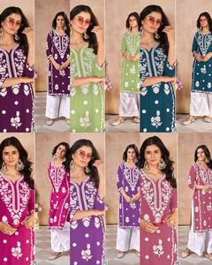 New Treanding Heavy Embroidery Work Long <b>Kurti</b> With Palazzo Set All Sizes Available By Maruti Fashion - Product Image 6