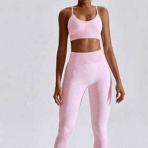 Vêtements de Fitness pour femmes, vêtements de sport pour femmes, teinture aléatoire, costume de Yoga, haute élasticité, extensible, sans couture, soutien-gorge et Legging - Product Image 6