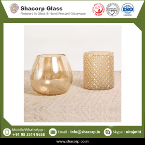 Soportes votivos de vidrio texturizado dorado para uso en bodas y fiestas en casa - Product Image 2