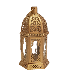 Outdoor and <b>Indoor</b> Decorative Metal Moroccan Candle <b>Lantern</b> Hanging and Floor <b>Lighting</b> Decor Gold <b>Lantern</b>. - Product Image 3