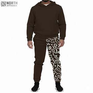 Ropa de hombre Unisex pulóver chándales personalizado serigrafía Jogging traje Dtg impreso ácido lavado sudaderas con capucha y pantalones de chándal chándales - Product Image 1