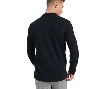 เสื้อโปโลปักแขนยาวผ้าฝ้าย100% สีดำสำหรับผู้ชายเสื้อพิมพ์ลายไซส์ใหญ่พิเศษ - Product Image 4