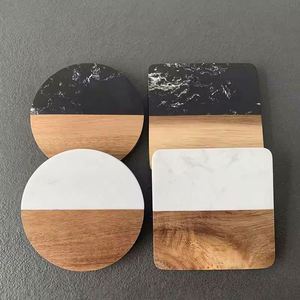 Nouveauté 2025 : Sous-verres personnalisés en marbre et bois d'acacia pour cadeaux de mariage – Supports de tasses en pierre - Product Image 2