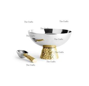 Cuencos para servir dulces martillados, forma redonda, diferentes tamaños, Juego de 3 cuencos de frutas de acero inoxidable a la venta - Product Image 3