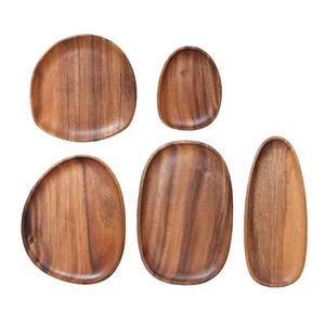 Plato de Madera de Acacia Hecho a Mano para Aperitivos, Bandeja Decorativa de Lujo Duradera para Fiestas, Diseño Irregular Pulido para Servir de Crescent Crafts - Product Image 2