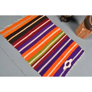Tapis en laine turque vintage 240X380cm Orange Violet Patchwork Design Technique de tissage plat pour décor de salon 4m Latex pour voitures - Product Image 3