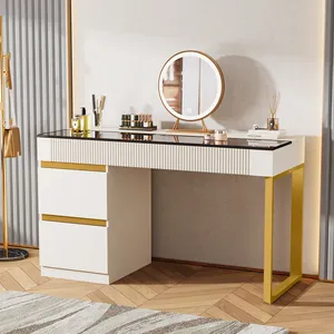 Cam masaüstü ile makyaj için yüksek kaliteli İskandinav Modern lüks soyunma masa Vanity masası