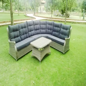 Furnitur rumah-mebel taman luar ruangan Harga murah set Sofa rotan PE santai luar ruangan taman gaya kustom bentuk L