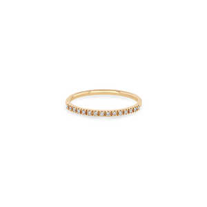 Bague demi-éternité en or 14K 0.10ctw pavé de diamants personnalisable en or massif avec diamant plus épais et arrondi réglage parfait de la lunette - Product Image 2