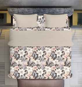 Wholesale King Size Blossom Printed <b>Flat</b> Sheet Set 400TC Microfiber 3PCS 2 <b>Pillow</b> Cases Durable Washable Modern All-Season Home - Product Image 2