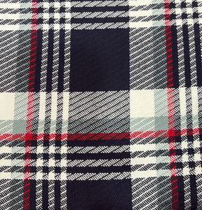 Tissu tissé en laine de cotone 100% acrylique, 300 g/m², bleu et blanc avec des motifs tendance rouges pour les vestes - Product Image 3