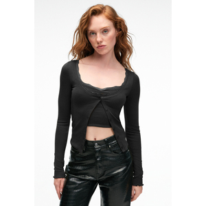 Conjunto de Dos Piezas GRIMELANGE ELVURA para Mujer: Blusa con Cuello de Tela Elástica y Detalle de Encaje con Botones y Camiseta sin Mangas - Product Image 5