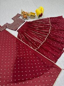 Hermosa ropa de boda Lehenga Choli con trabajo de secuencia de bordado - Product Image 3