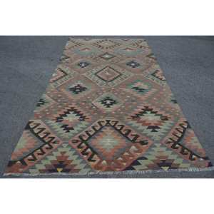 พรมสไตล์ตุรกีโบราณขนาด5.5 x 9.8ft สวยงามด้วยการออกแบบงานปะสีส้มวัสดุขนสัตว์เทคนิคการถักแบบแบนสำหรับวัยรุ่น - Product Image 1