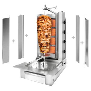 เตาแก๊สสำหรับย่างโดเนอร์เคบับ (ชาวาร์มา/ไจโรส) - 4 หัวเตา - รับน้ำหนักได้ถึง 60 กก. - 13 กิโลวัตต์ - แบบตั้งโต๊ะ - รวมอุปกรณ์ แผ่นกันน้ำกระเซ็น 2 ชิ้น และประตูคู่ 2 บาน - Product Image 1