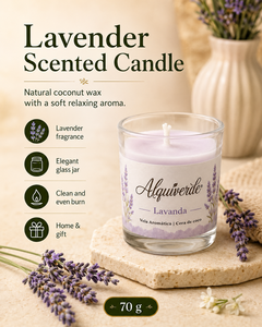 Lavender Scented <b>Candle</b> <b>Coconut</b> Wax Glass Jar Fragrance <b>Candle</b> Floral Home Decor Gift - Product Image 2