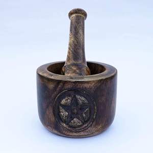 Wooden <b>Mortar</b> and Pestle Garlic Masher Hand Grinder Crusher Kitchen Gadgets Masala <b>Mixer</b> Manual Bowl Seasonings Pill Crusher - Product Image 4