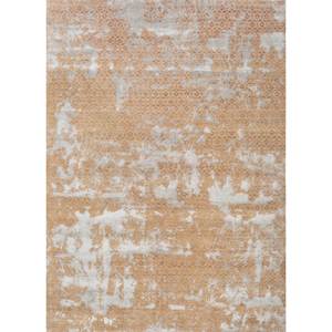 Alfombra Kavi de Lana y Seda de Bambú Anudada a Mano - Esk-462 Beige Marrón con Patrón Abstracto para el Hogar, Pasillo, Rectangular, Tipo Rompecabezas, para Uso Juvenil, Oculta - Product Image 1
