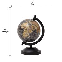 CALVIN HANDICRAFTS Globe Nautique Viking Noir 7,8 pouces Base en Alliage de Magnésium Décoration de Bureau Géométrique Cadeau Journée de la Terre Personnalisé