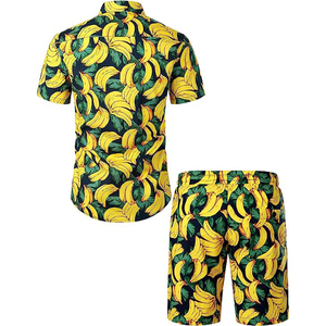 Ensemble chemise boutonnée et short unisexe d'été, imprimé personnalisé, brodé, séchage rapide, polaire thermique, 2 pièces, style streetwear, ensembles de vêtements d'extérieur pour hommes - Product Image 2
