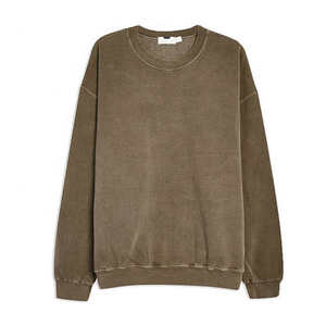 Sweat-shirt à col rond en tricot solide de luxe vintage imprimé délavé à l'acide pour hommes, épais et chaud, polyester/coton pour l'automne - Product Image 5