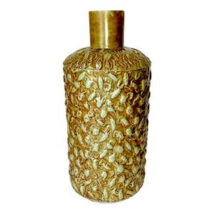 Jarrón de Flores de Lujo Hecho a Mano con Lámina de Oro Repujada, Elegante Jarrón Cilíndrico Abstracto para Diseño de Interiores Moderno y Centros de Mesa - Product Image 3